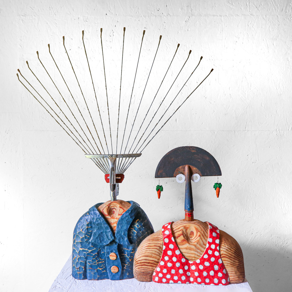 Mrs & Mr Allotment: Mixed media, 32 inches high, £1200