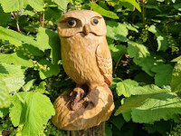 Owl & Vole: Wood, 9 inches high.